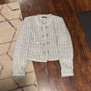 Karl Lagerfeld Silver Tweed Blazer sz 8